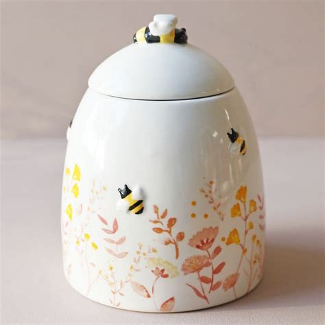 Dusky Pink Floral Bee Ceramic Jar By Lisa Angel Ceramic Jars