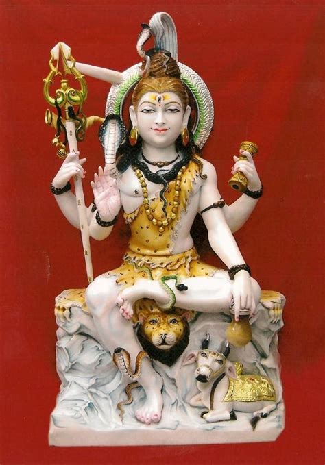 Multicolor Traditional 2 Feet Marble Shiva Statue For Worship At Rs