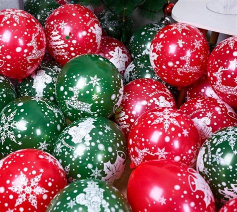 Merry Christmas Balloons X 10 Helium 12” Xmas Red Green Party