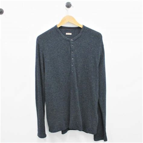 Kapital Kapital Mens Wool Shirt Gray Long Sleeve Henley Half Button