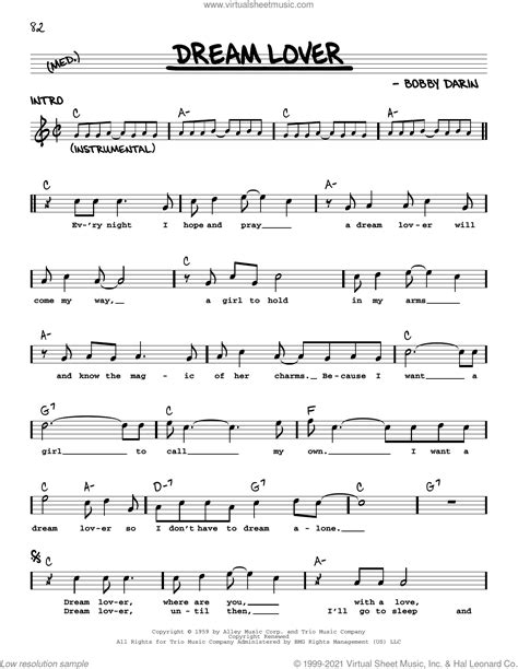 Dream Lover Sheet Music Real Book With Lyrics Pdf