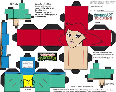 April Mermaid In Tmnt Style Paper Toy Free Printable Papercraft Templates