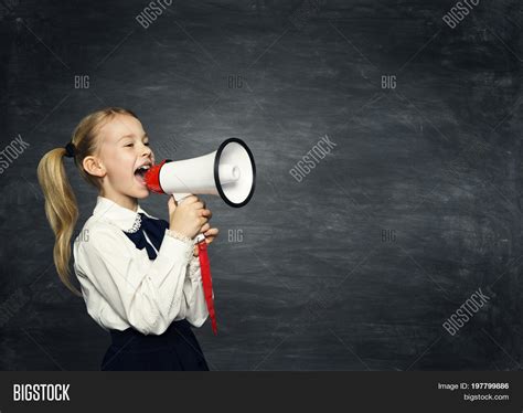 Child Girl Megaphone Image And Photo Free Trial Bigstock