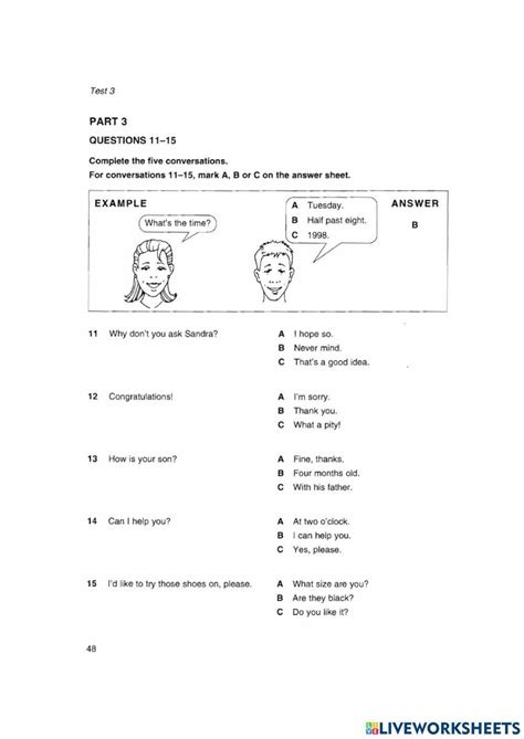 Ket 1 Test 3 Part 1 Worksheet Live Worksheets