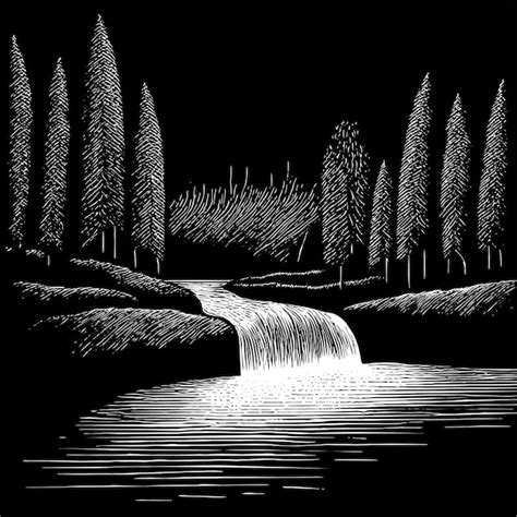 Premium Vector Waterfall In The Forest Vector Illustration