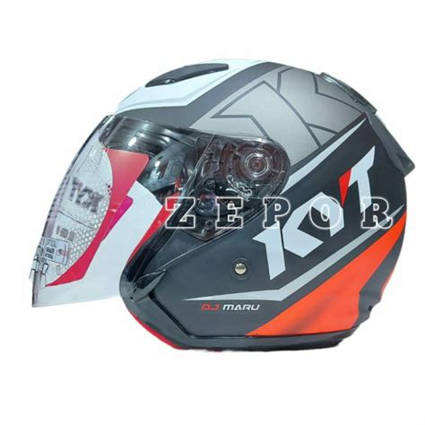 Jual Helm KYT DJ MARU Motif Seri 17 Bk Matt Red Fluo Original SNI DOT