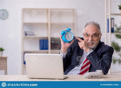 Old Male Employee In Time Management Concept Stock Photo Image Of