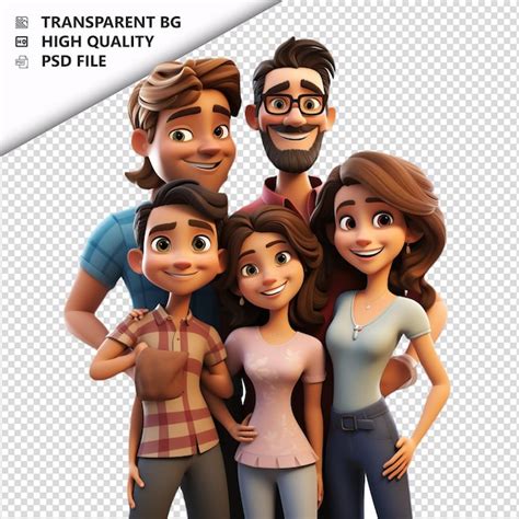 Familia Latina Jugando 3D Estilo De Dibujos Animados Fondo Blanco Es Archivo PSD Premium