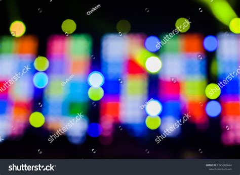 Bright Colorful Stage Lights Blur Background Stock Photo 1245585664