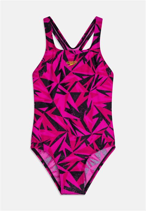 Speedo Hyperboom Logo Medalist Badeanzug Hyper Black Electric Pink