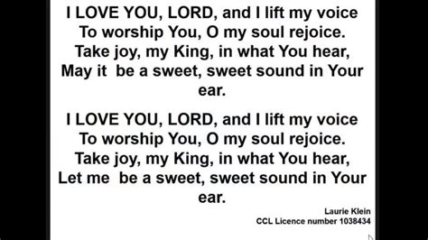 I Love You Lord And I Lift My Voice Laurie Klein Youtube