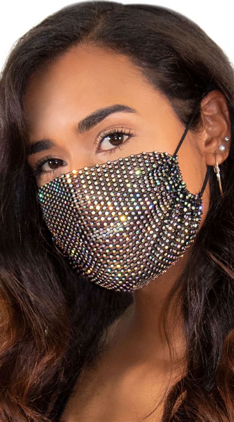 Harlow Mesh Face Mask, Rhinestone Face Covering - Yandy.com