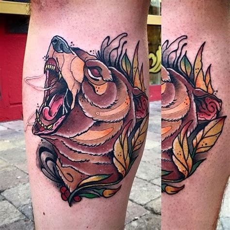 Bear Tattoo By Alberto Megina Bear Neotraditionalbear Neotraditional