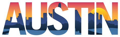 Austin Texas City Skyline Tipografi Overlay Terisolasi Vektor Ilustrasi