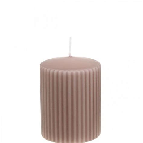 Uk Pillar Candles Antique Pink Grooved Candle 7090mm