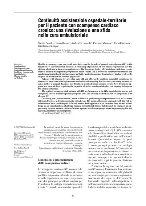 Pdf Continuit Assistenziale Ospedale Territorio Per Il Pdf