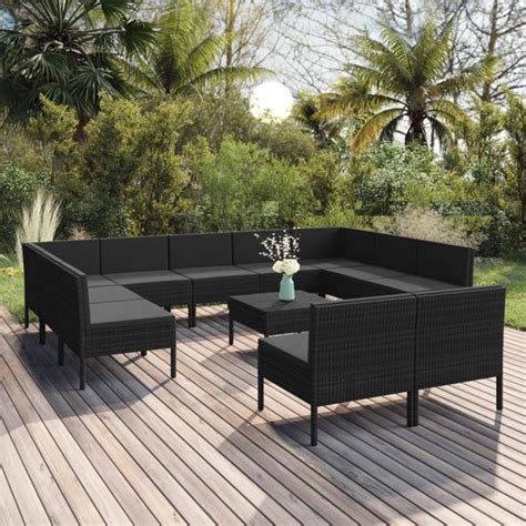 Vidaxl Delige Loungeset Met Kussens Poly Rattan Zwart Bol