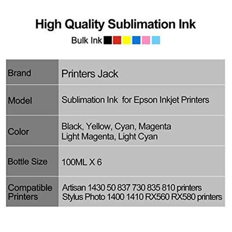 Printers Jack 600ml Sublimation Ink for Inkjet Printer Press Heat ...