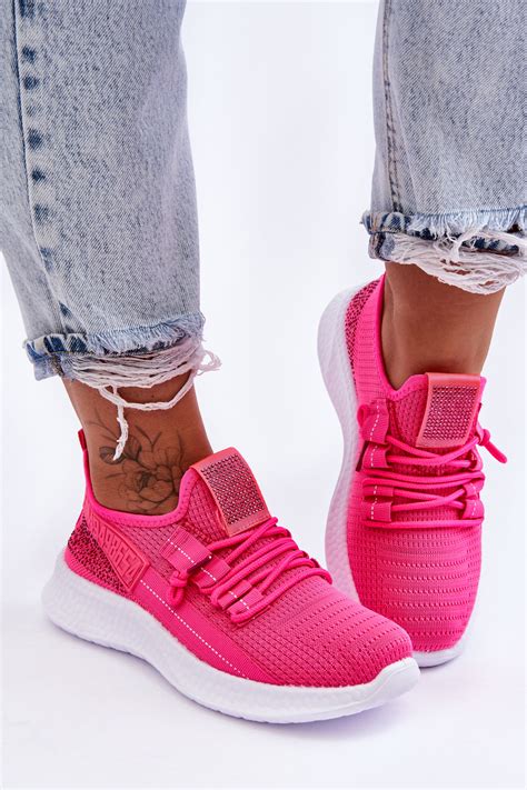 Wsuwane Damskie Buty Sportowe Neonowy Róż Hold Me