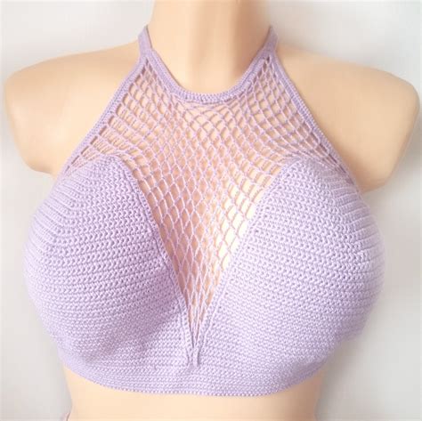 Crochet Crop Top Sexy Bralette Mesh Bikini Top Lace Crop Top Etsy