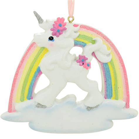 Personalized Unicorn And Rainbow Ornament