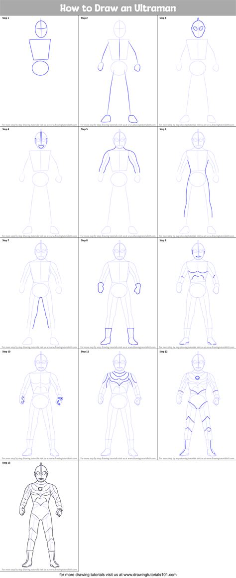 How to Draw an Ultraman printable step by step drawing sheet ...