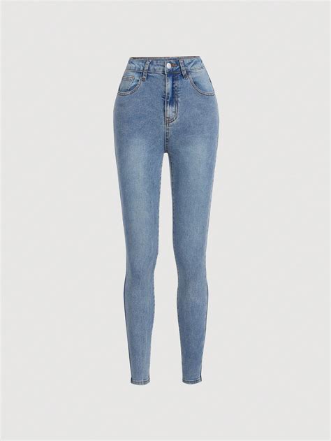 Shein Ragazza Adolescente Jeans Skinny Tasca Inclinata