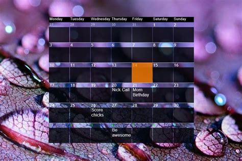 Rainmeter Calendar Skin