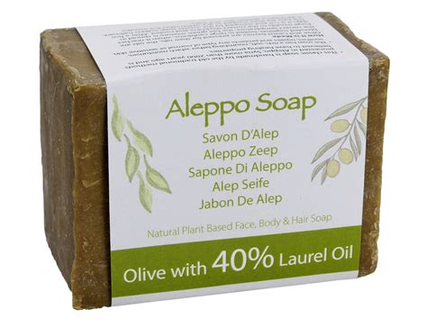 Natural Traditional Aleppo Soap 40 Laurel 200gm Bar Green Bear