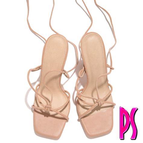Tropics Vacay Nude Lace Up High Heels Pink Sugar Bikini