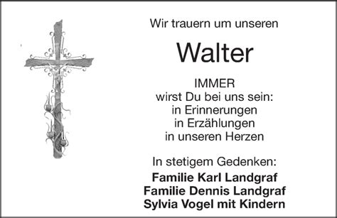 Traueranzeigen Von Walter Nordbayerischer Kurier