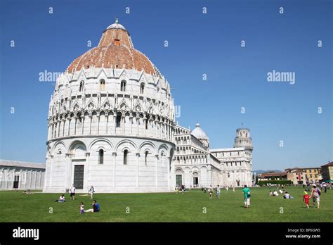 Baptistry Cathedral And Leaning Tower Of Pisa Pisa Stock Photo Alamy