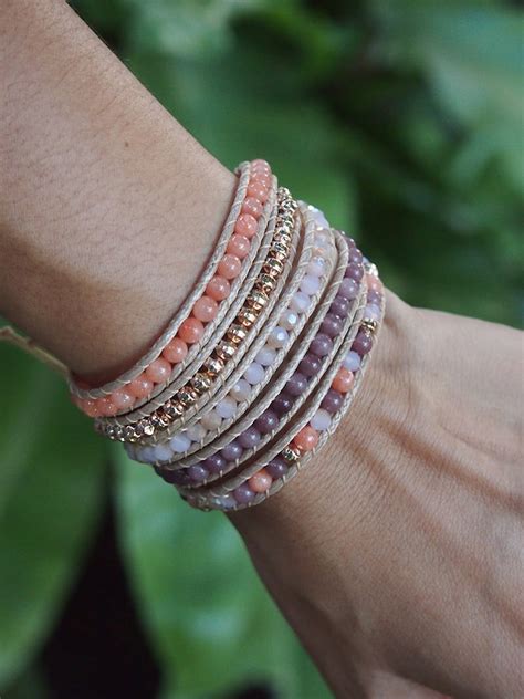 5 Times Wrap Bracelet Pink Crystal Beaded Mix Boho Etsy