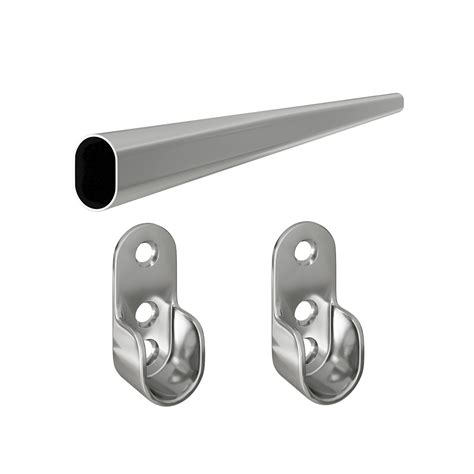 Kleiderstange Ovalstange verchromt Garderobenstange Wandhalter-Paar ...