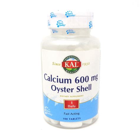 Kal Calcium Oyster Shell 600 Mg Healthy Bones Teeth Nerve And Muscle Function Support One