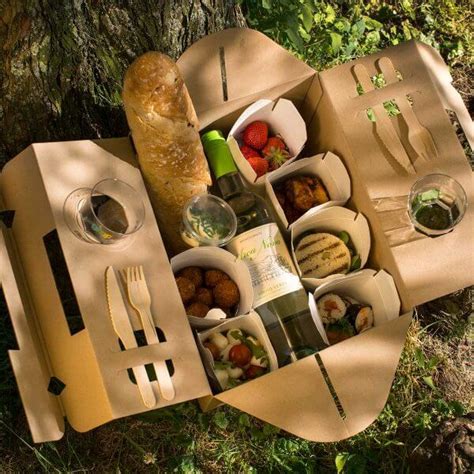 Take Away Box Met Handvat Picknick Box Van Karton