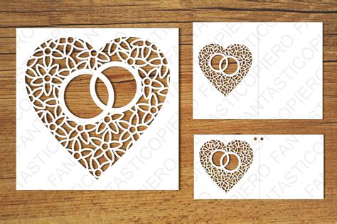 Heart With Wedding Rings Svg Files For Silhouette And Cricut