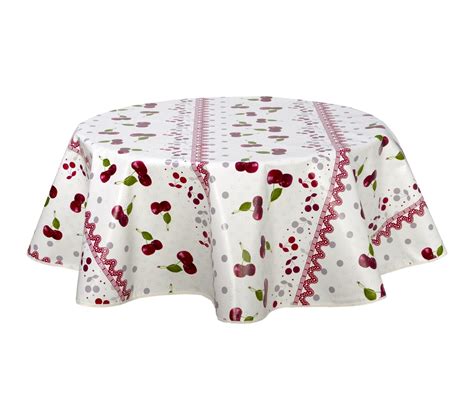 Nappe Ronde En Toile Cir E Proven Ale Cerise Diam Cm Blanc