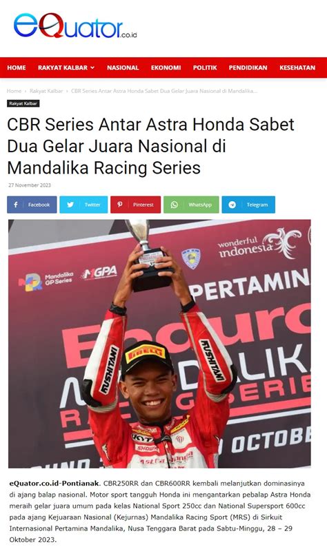 Cbr Series Antar Astra Honda Sabet Dua Gelar Juara Nasional Di