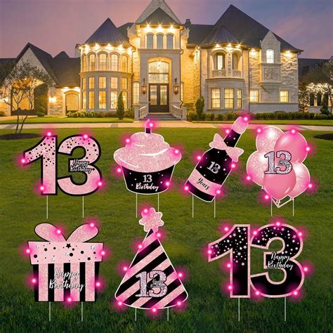 Jieyuejewelry 10 Pieces Happy Birthday Yard Signs Birthday Yard Lawn Signs With