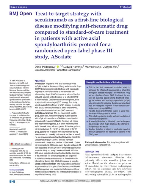 PDF Treat To Target Strategy With Secukinumab As A First Line