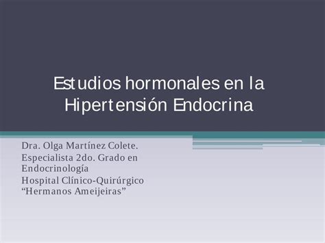 Pdf Estudios Hormonales En La Hipertensi N Endocrina Sld Cu