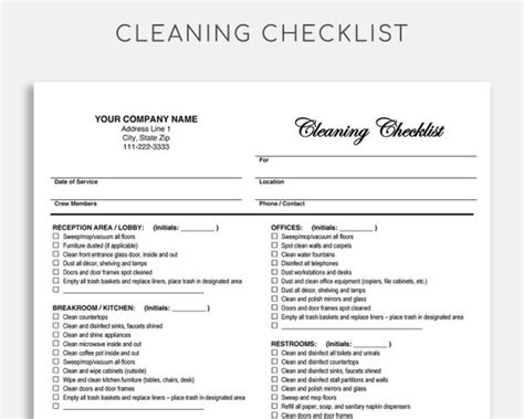 Detail Commercial Cleaning Checklist Template Koleksi Nomer 34