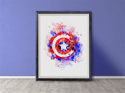 Captain America shield art digital poster Avengers Marvel | Etsy