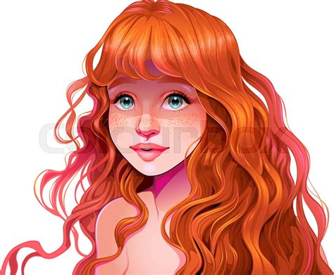 Girl With Red Hair Stock Vector Colourbox