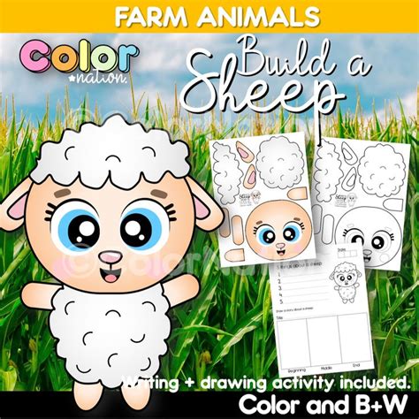 the farm animals coloring book is shown with an image of a sheep on it ...