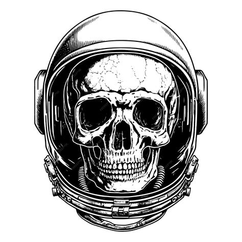 Premium Vector Human Skull Astronaut Helmet Sketch