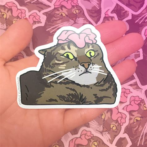 Flower Cat Meme Sticker Cat Meme Sticker, Sad Cat Meme, Cat Water Bottle Stickers, Cat Meme ...