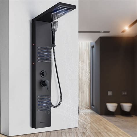 Alenartwater Shower Panel Tower System With Led Lights In Shower