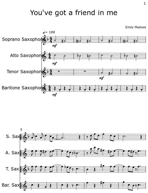 You Ve Got A Friend In Me Sheet Music For Soprano Saxophone Alto